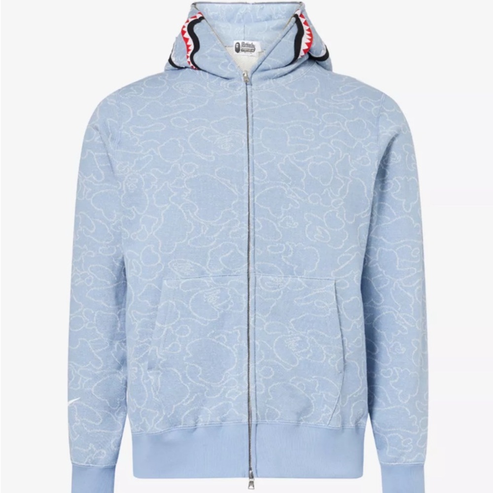 A Bathing Ape x OVO Neon 1st Camo Shark Cotton-Jersey Hoodie